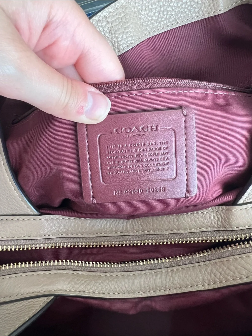 Coach Hallie Pebbled Leather Hobo in Beige